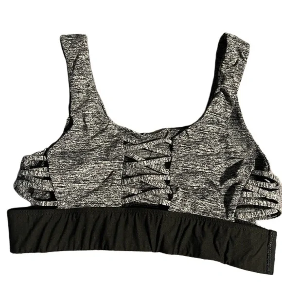 Victoria's Secret PINK Cutout Sports Bra Black Gray S - Picture 2 of 4